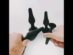 Сексуальные игрушки, 4 шт., набор анальных пробок, силиконовая анальная пробка, секс-игрушки для взрослых для женщин, мужчин и начинающих (черный)